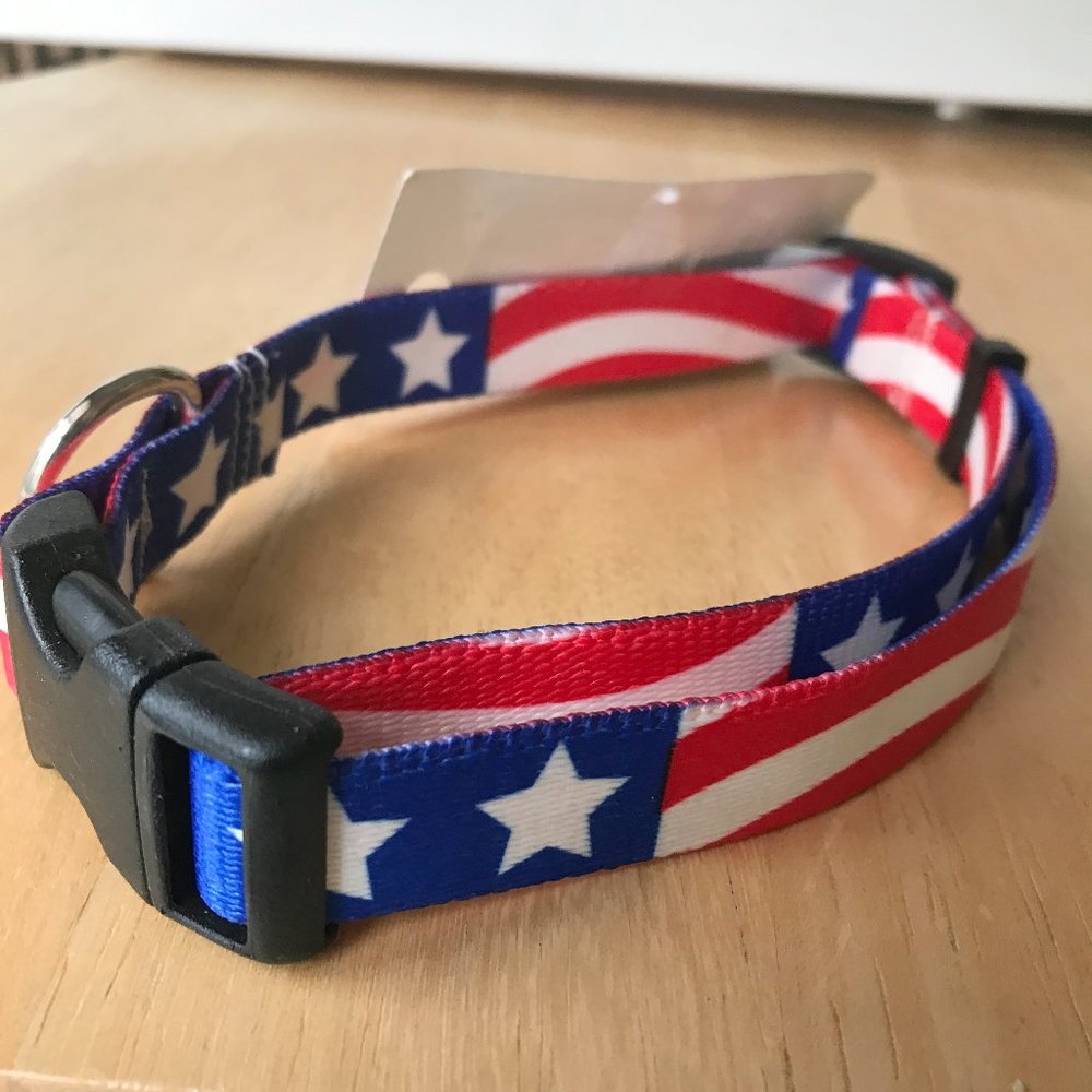 American Flag Dog Collar Medium Adjustable 14-20"